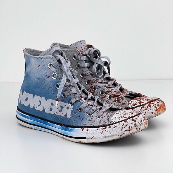 Converse Hightop Shoes Limited Edition Leather Unisex  Paint Splatter - Picture 1 of 10